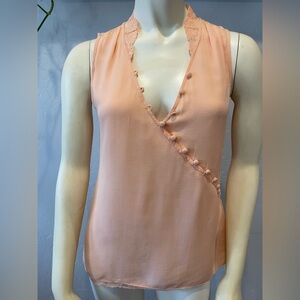 Women’s BR 100% silk Peach Sleeveless Wrap Top size extra small